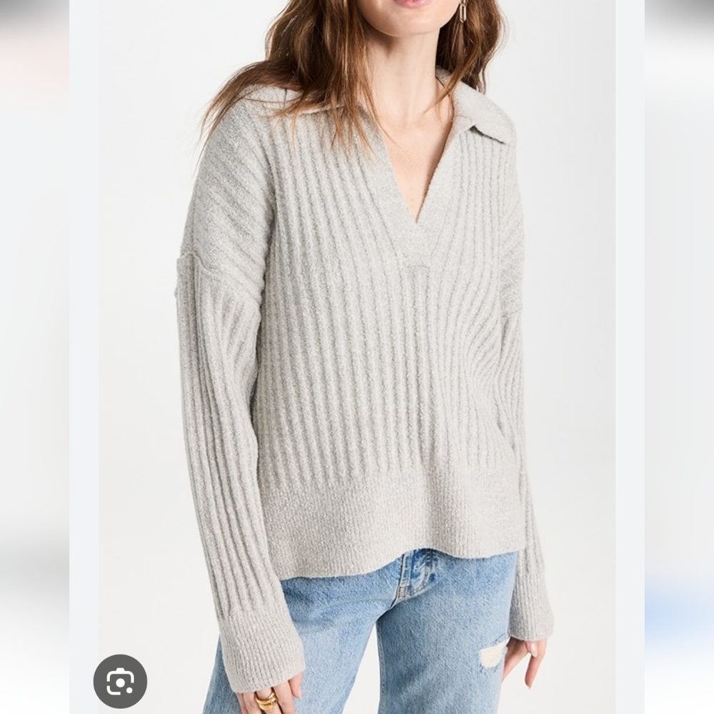 Pistola Heather Grey Soft Comfy Cozy Zoe Relaxed Fit Polo Sweater Size Small